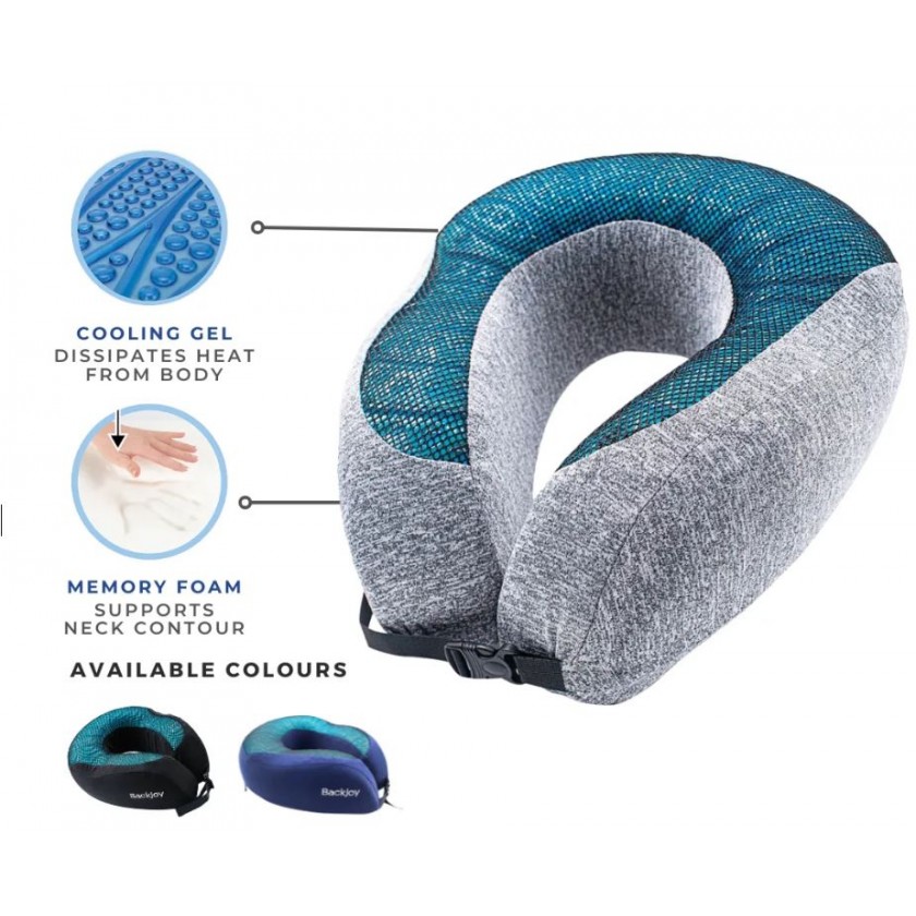 BACKJOY POSTURE CARE NECK SUPPORT TRAVEL PILLOW WITH COOLING GEL